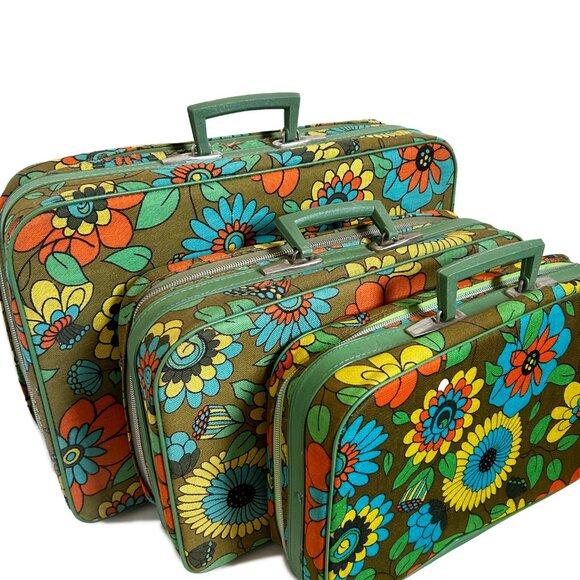 Vintage Floral Suitcase 3 Piece set - Picture 3 of 6
